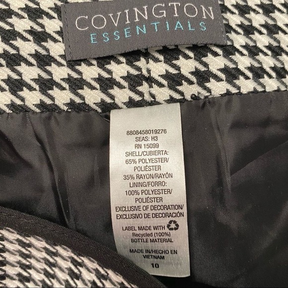 Covington Essentials Women Sz 10 Houndstooth Print Pencil Cut Skirt Work Office - Picture 3 of 4